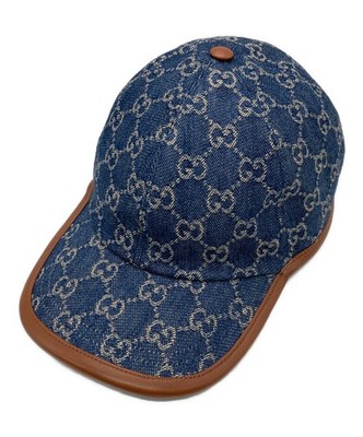 Gucci Mütze Kappe Baseball Cap GG Denim Indigo Unisex Authentic