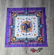 Vintage Lot Wamcraft Bandana Southwest Design Purple Made in USA & 2 Pins 