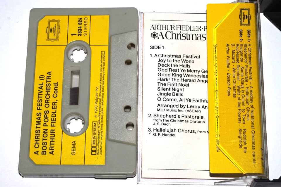Arthur Fiedler - Boston Pops : A Christmas Festival (Cassette Tape) PLAY TESTED Foto 4 de 4