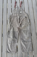 VTG Carhartt MENS 42x32 R04 BRN Zip Front Zip-to-Hip Quilt Lined Bib Overalls