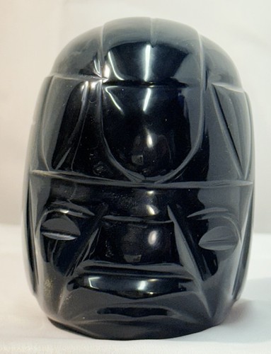 Obsidian carved bust of a stylized face - Picture 4 of 8