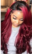 13x6 Wig 30 180% T1B Burgundy Color Body Wave Remy Hair Prelucked HD Lace Front