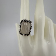 925 Sterling Silver  Rose Quartz w/ Filigree Accents Ring Size 8