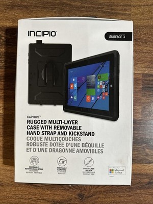 Incipio Surface 3 Capture Rugged MRSF-080-BLK Case Removable Handstrap Kickstand