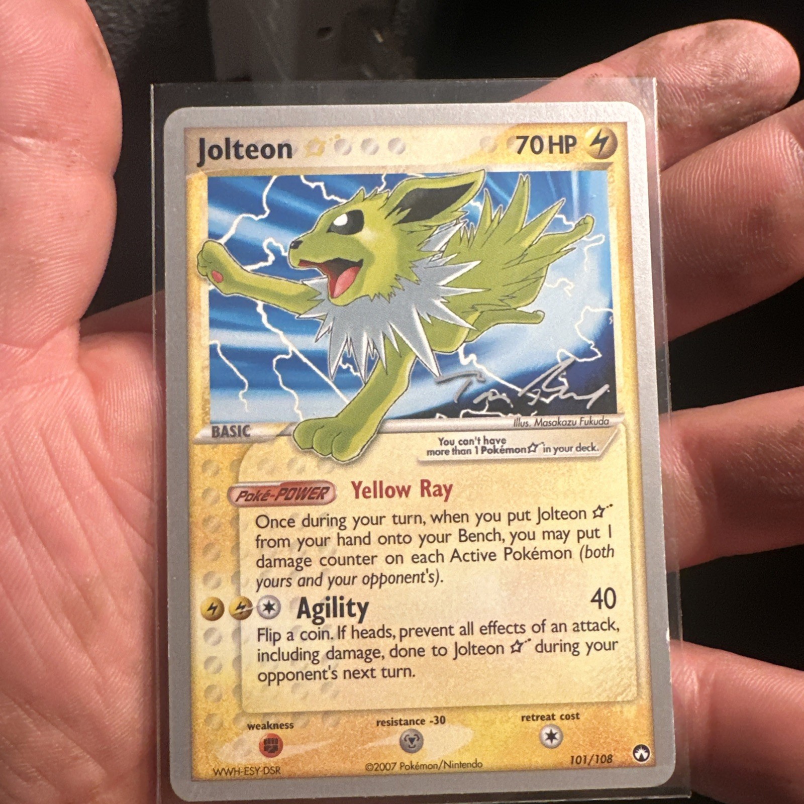 2007 POKEMON EX POWER KEEPERS GOLD STAR #101 JOLTEON-HOLO PSA 10 view 3