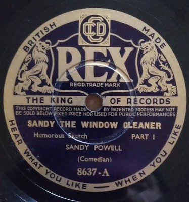 Sandy Powell - Sandy The Window Cleaner - Used Vinyl Record Shellac - G12170z