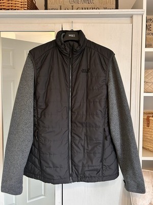 Jack Wolfskin Men s 3-in-1 Jacket Fleece Gilet Black Grey Storm Lock XL 40/42