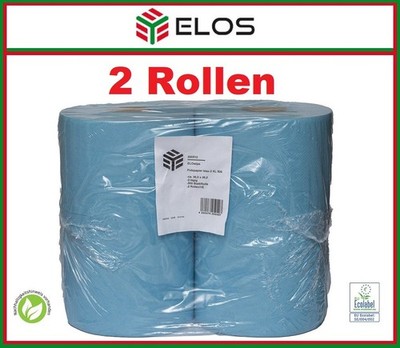 2 ROLLEN ELOS Putztuch ELOwipe XL blau 2-lagig B=360mm reißfest Öl Fett Schmutz