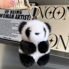 Cute Panda Plush Toy Keychain Cartoon Bag Pendant Car Key Charm
