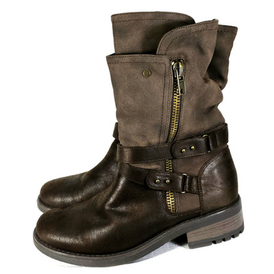 Carlos by Carlos Santana Boots Womens 9.5 Sawyer Moto Biker Brown Faux Leather