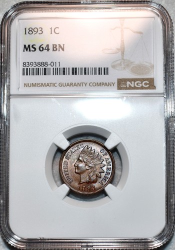 NGC MS-64 BN 1893 Indian Head Cent, Razor-Sharp and Highly Lustrous. | eBay