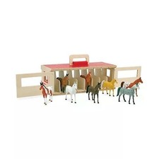 Melissa  Doug Take-Along Show-Horse Stable Wooden Toy Set with 8 Horses 3744