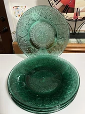 Tiara Sandwich Indiana Glass Spruce Green Teal (4) Dinner Plates