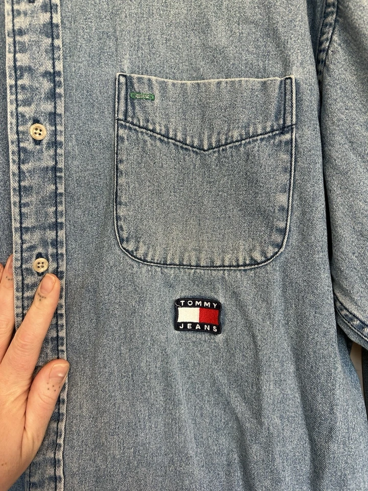 Jeans Tommy Jeans Vintage Años 90 Y2K Denim Abotonados L Tommy Hilfiger Logo Preppy Grunge Foto 4 de 4