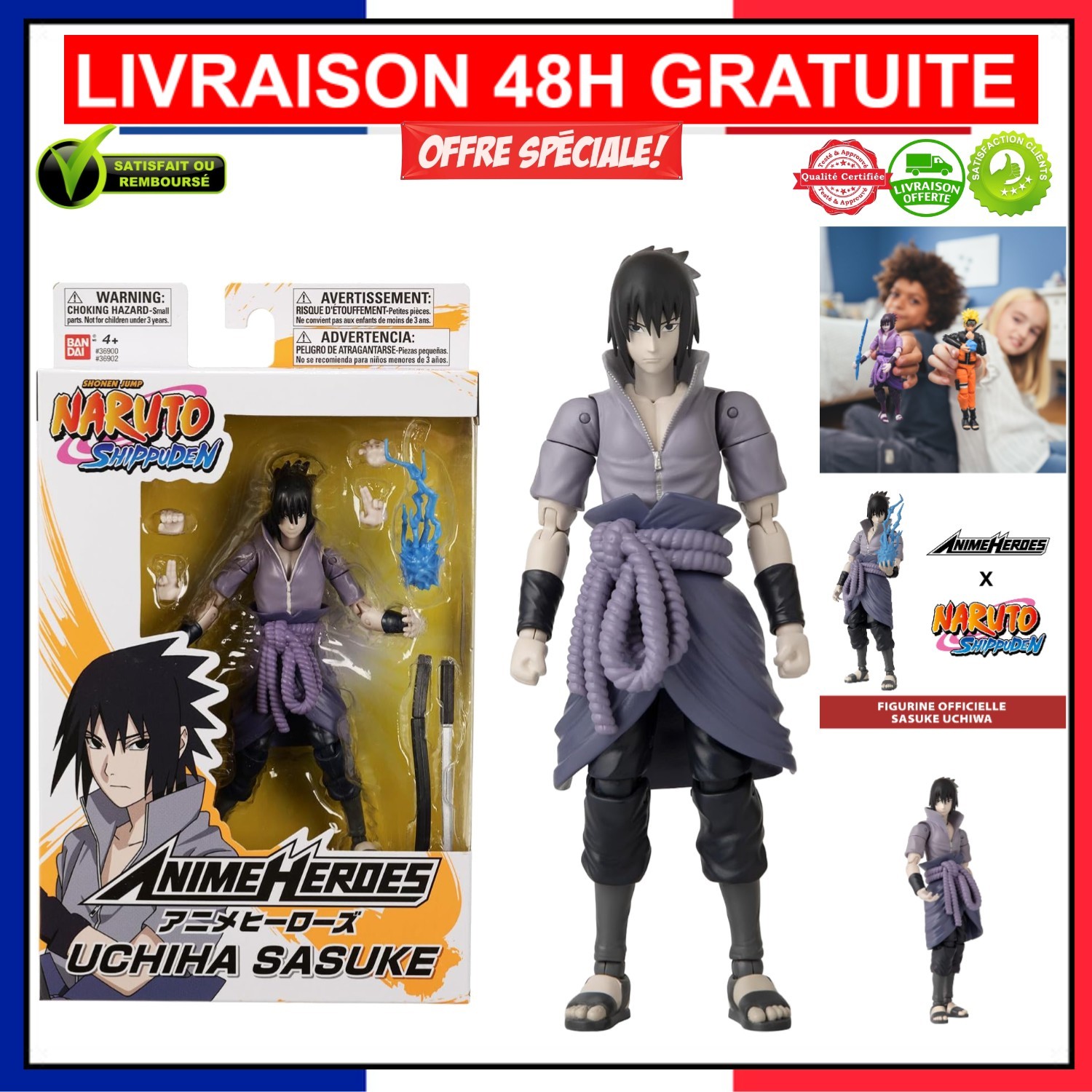 Figurine Sasuke Uchiha Bandai idée cadeau pour fan de manga