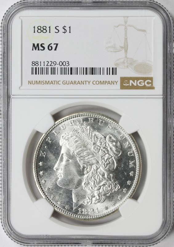 1881-S $1 Morgan Silver Dollar NGC MS67 Superb Gem Brilliant Uncirculated