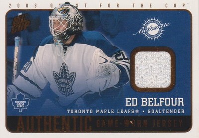 2002-03 Pacific Quest For the Cup Jerseys Ed Belfour - Toronto Maple Leafs