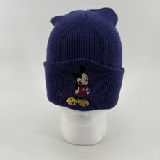 Vintage 90s Walt Disney World USA Made Mickey Mouse Knit Beanie Winter Hat Goofy