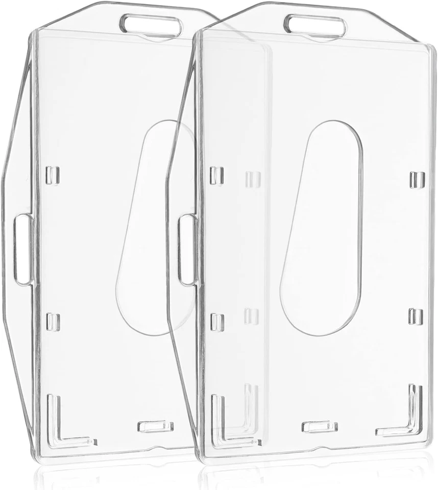 Porta Badge, 2Pcs Portabadge Verticale Trasparente in Plastica Rigida, Porta Car - Immagine 2 di 4