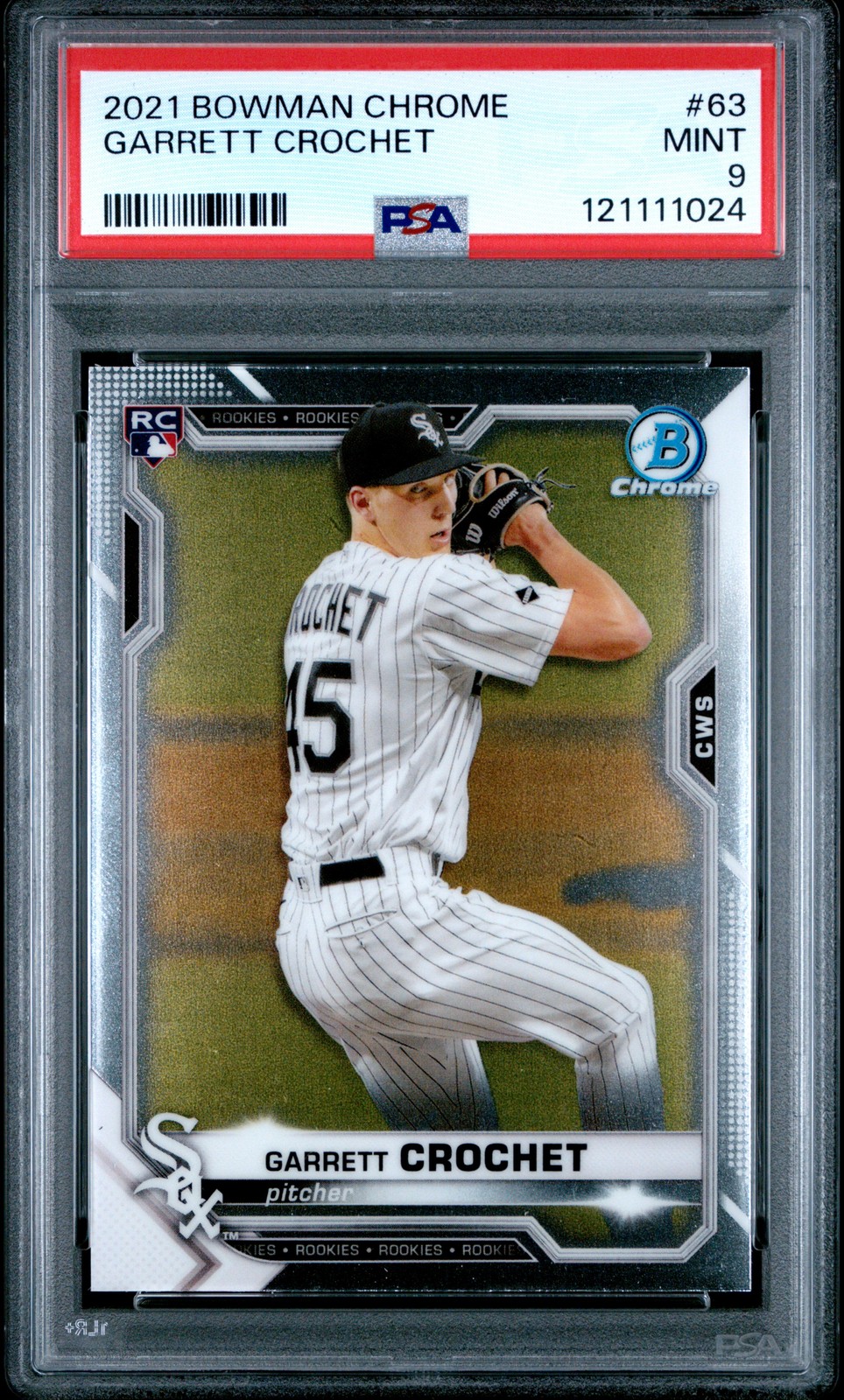 2021 BOWMAN CHROME #63 GARRETT CROCHET ROOKIE RC PSA 9