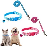 Hundehalsband Und Leine Set Verstellbar Nylon Blau Pink FüR Kleine Hunde