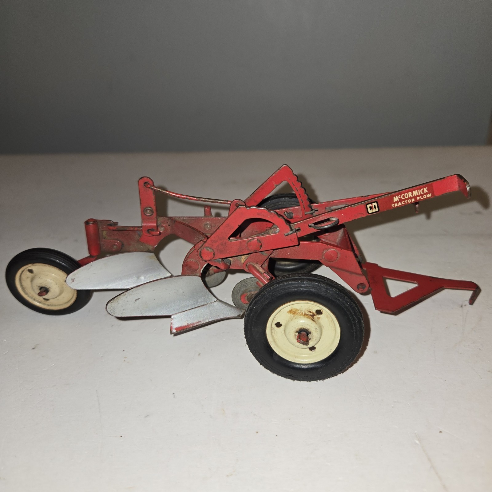 Vintage Eska McCormick Two Bottom Plow 1/16 Scale 1950s Metal Farm Implement Toy