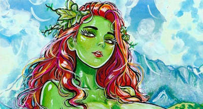 #ad Original Fan Painting A4 Poison Ivy Inspired DC Style Fantasy Pin Up OOAK Art $139.00