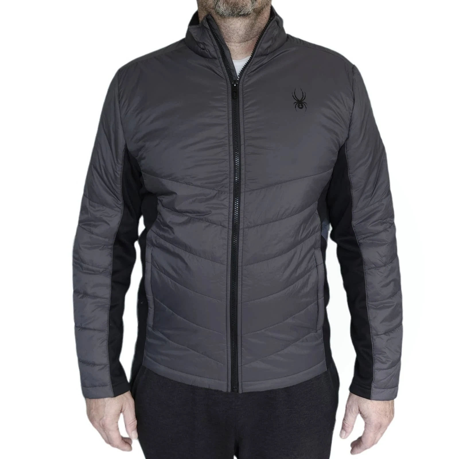 SPYDER Stealth Full Zip Hybrid ThermaWEB lightweight puffer jacket in polar Sz L