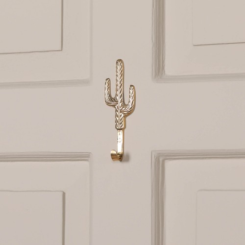 Mexican Desert Cactus Metal Brass Western Inspired Wall Mounted Hook - Picture 2 of 6