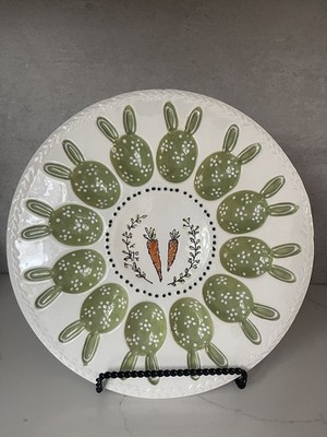 Potters Studio - Easter- 12 ct Bunny Farm Egg Platter Serving Tray New