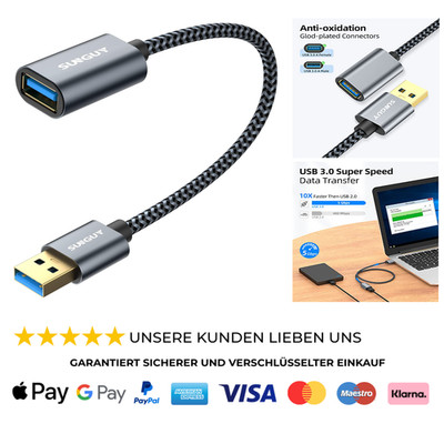 USB 3.0 Verlängerung Kabel 5Gbps USB A Stecker auf A Buchse Superschnelle 0,3m