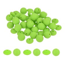 80Pcs Silicone Beads Bulk 12mm Round and Lentil Beads for DIY Bright Green