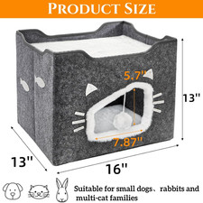 Cat House Indoor Cats Large Covered Bed Cushion Pad Fluffy Ball Hanging Foldable