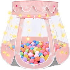 Pop Up Princess Tent with Star Light, Toys for 1 2 3 Year Old Girl Pink Gray