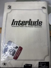 VTG Interlude Permanent Press Soil Release Tablecloth Ivory  60 x 86 Oblong USA