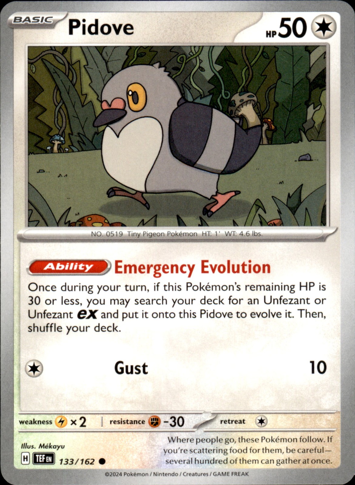Pidove 133/162 Common - Pokemon SV05: Temporal Forces NM