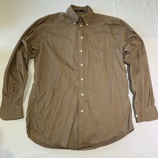 Nautica Mens Brown Button Up Shirt Long Sleeve Oxford 15.5 Neck 34/35 Cotton