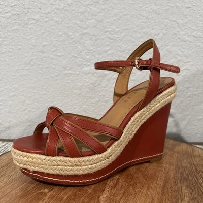 Coach Womens Dalton Leather Open Toe Wedge Sandals Terracotta Ginger Size 5B - Image 1 of 4
