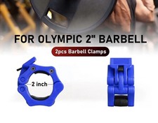 2 INCH Olympic Barbell Clamps Lock Clip Quick Release Blue 1 Pair Brand New
