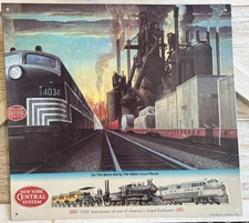 New York Central System Railroad  Metal AAA Sign Co Sign Vintage 13.5”x12.5”