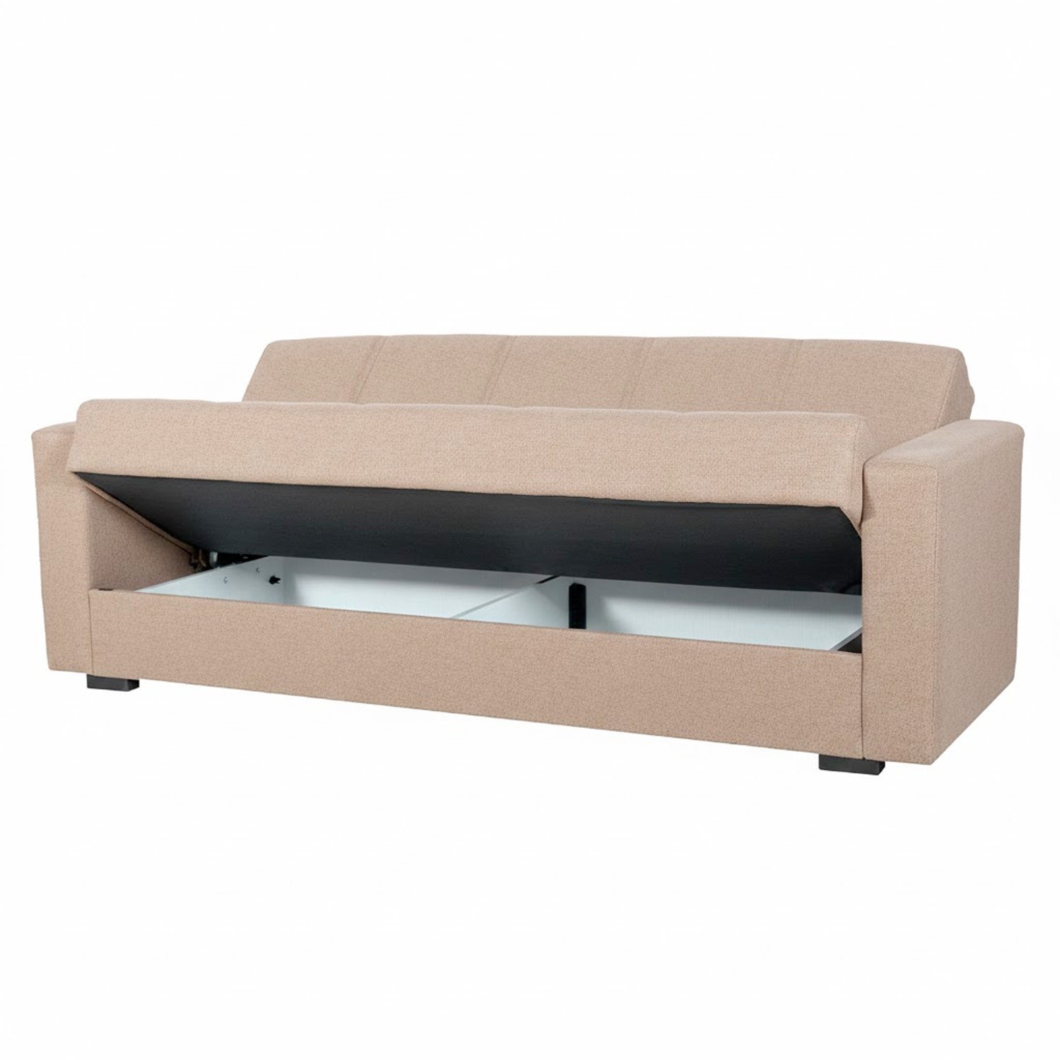 Divano letto 3 posti con contenitore soggiorno ufficio salotto con cuscini beige foto 6