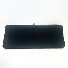 Vtg Harry Levine H/L Clutch Bag Black Gold Tone Kiss Lock Hinge Lining 2 Pouches