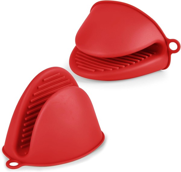 Ofenhandschuhe Silikon HitzebestäNdig Verdicken Rot 1 Paar KüChe Grillen-image