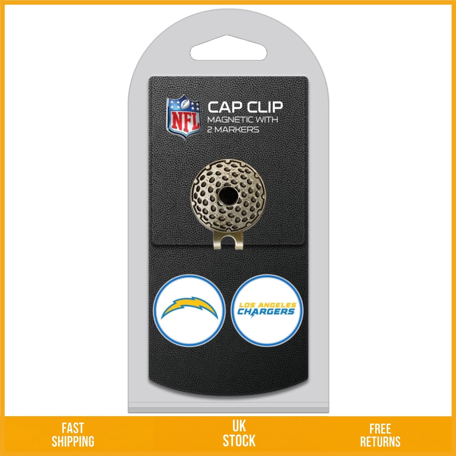 Sleek NFL Magnetic Golf Cap Clip with 2 Double Sided Enamel Ball Markers Set