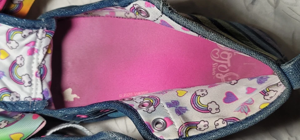 Zapatillas JoJo Siwa Niñas Talla 1 – Azul Brillo Lona Con Cordones Lazo Tema Foto 4 de 4