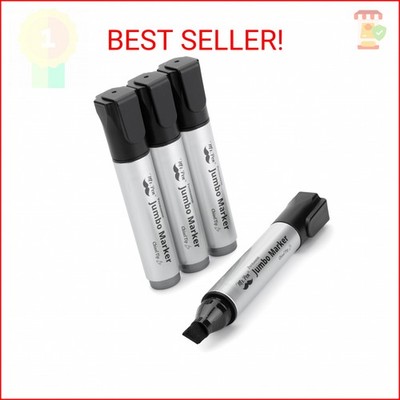 Mr. Pen- Jumbo Permanent Markers, 4 Pack, Black, Chisel Tip, Wide Tip, Large, Th