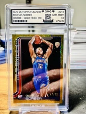 2025-26 Topps Thomas Sorber Rookie Gold Holo /50 GMG Graded 10 Gem Mint 💎 RC 