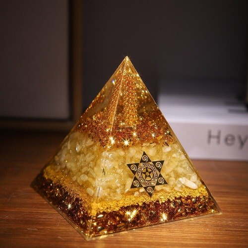 5/6/8/10cm Citrine Orgonite Pyramid Prosperity Attraction Crystal Home Decor - Picture 3 of 10