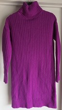 Banana Republic Turtleneck Sweater Dress M Purple Ribbed Long Sleeve Pullover