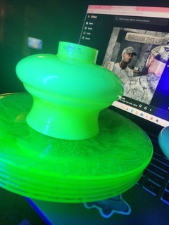 ​RARE VTG 1930s ALADDIN Lamp Shade CZECH Uranium Vaseline Glass GLOWS! Art Deco